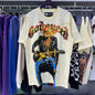Godspeed T-shirts Guitar Skull Denim Print Casual Crew Neck Short Sleeve Men and Women