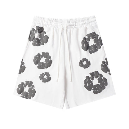 Denim Tears Outfit:T-shirt/Shorts (Separate Purchase Options) Puff Print Short Sleeve T-shirt Loose Couple Shorts Suit