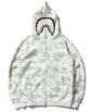 Bathing Ape Black and White Luminous Shark Coat High Quality Looped Fabric Hooded Shark Sweater