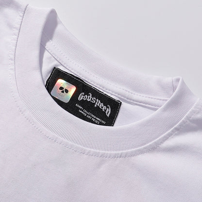 Godspeed T-shirts Astronaut Moon Landing Print Cotton Casual Short Sleeve Men and Women