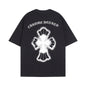 Chrome Heart T Shirts Croix Cross Leather Printed Short Sleeve T-Shirt