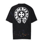 Chrome Heart T Shirts Cross Leather Print Short Sleeve T-Shirt Loose