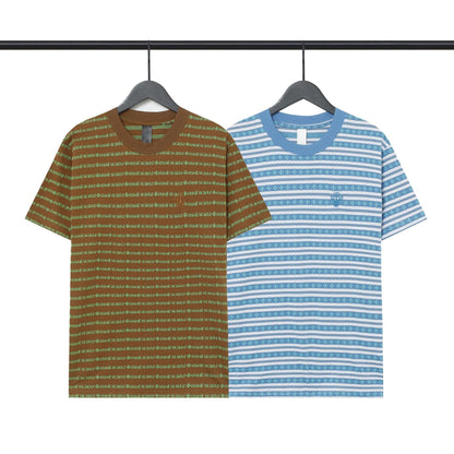 Chrome Heart T Shirts Poison Home Stripe Jacquard Embroidery Short Sleeve Couple T-Shirt