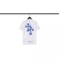 Chrome Heart T Shirts Blue Cross Loose Crew Neck Short Sleeve