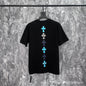Chrome Heart T Shirts Cross Leather Print Short Sleeve T-Shirt Loose