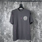 Chrome Heart T Shirts Cross Leather Print Short Sleeve T-Shirt Loose