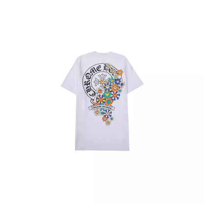 Chrome Heart T Shirts Croix Cross Color Leather Printed Short Sleeve T-Shirt