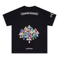 Chrome Heart T Shirts Colorful Cross Flower Arm Short Sleeve