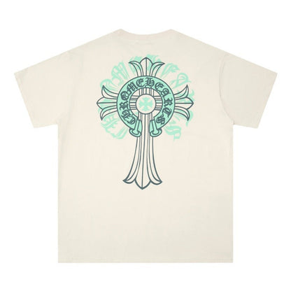 Chrome Heart T Shirts Cross Print Short Sleeve T-Shirt Loose