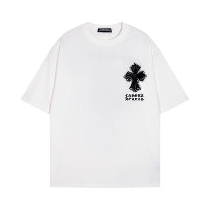 Chrome Heart T Shirts Croix Cross Leather Printed Short Sleeve T-Shirt