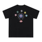 Chrome Heart T Shirts Cross Leather Print Short Sleeve T-Shirt Loose
