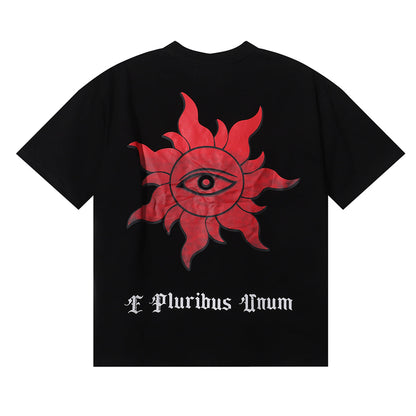 Godspeed T-shirts Street View Rose Print Cotton Casual Short Sleeve Men and Women